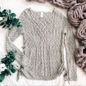 Marbled knit Sweater with Corset Sides
